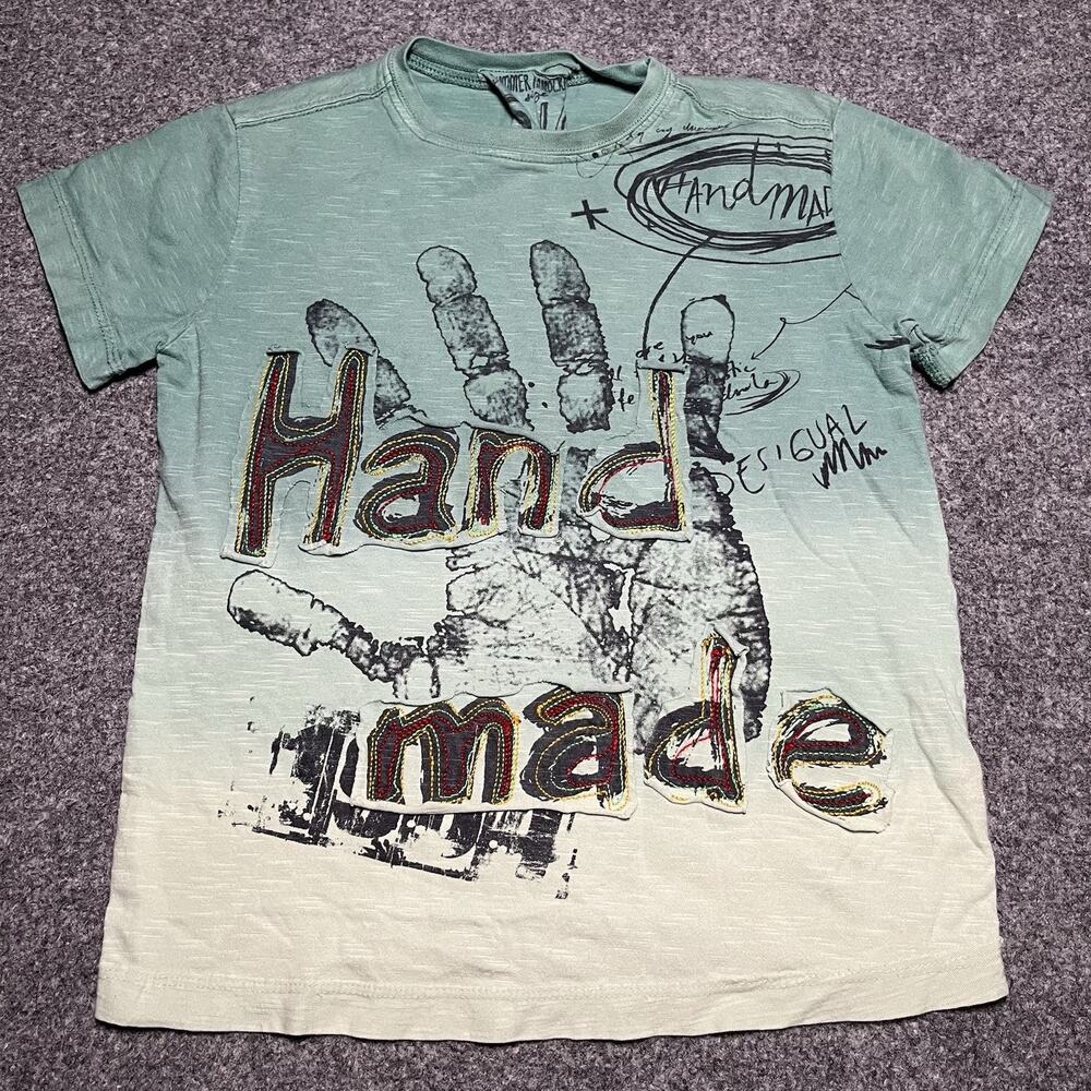 Desigual Shirt Kids 5/6 Hand Made Short Sleeve Crewneck Handcrafted Summer